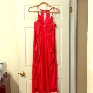 BCBGeneration coral midi dress with pockets